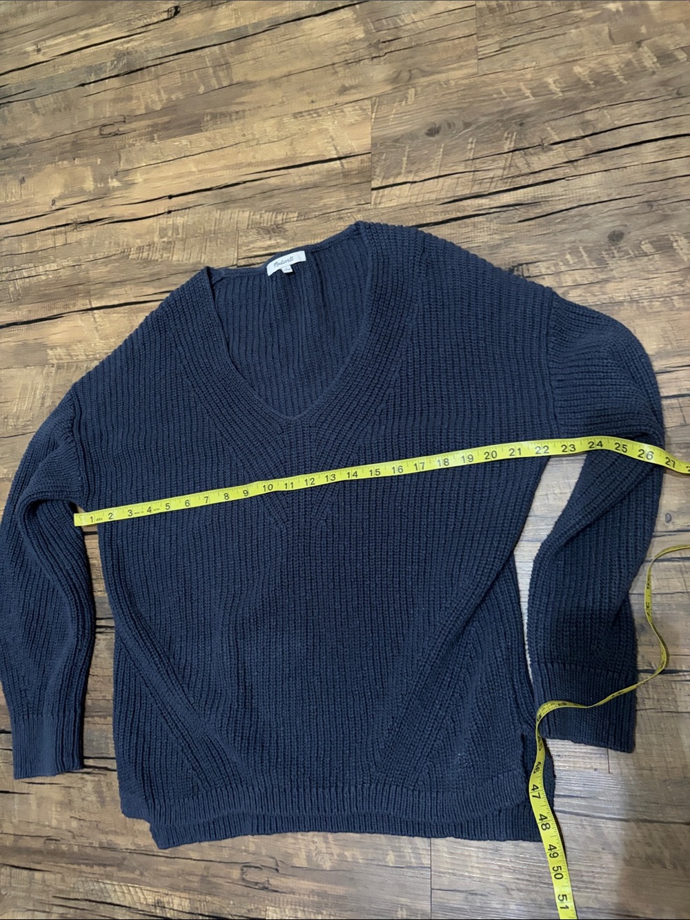Madewell Deep Blue V Neck Sweater Large - Picture 6 of 7